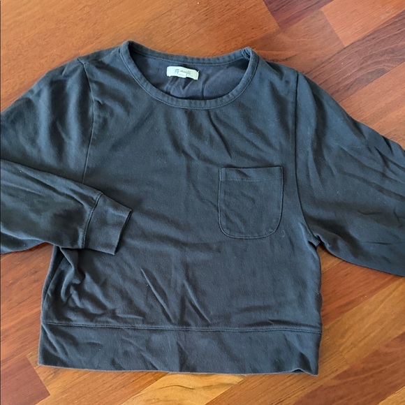 Madewell Black Long-Sleeve Crew Top with Chest Pocket - Picture 2 of 3